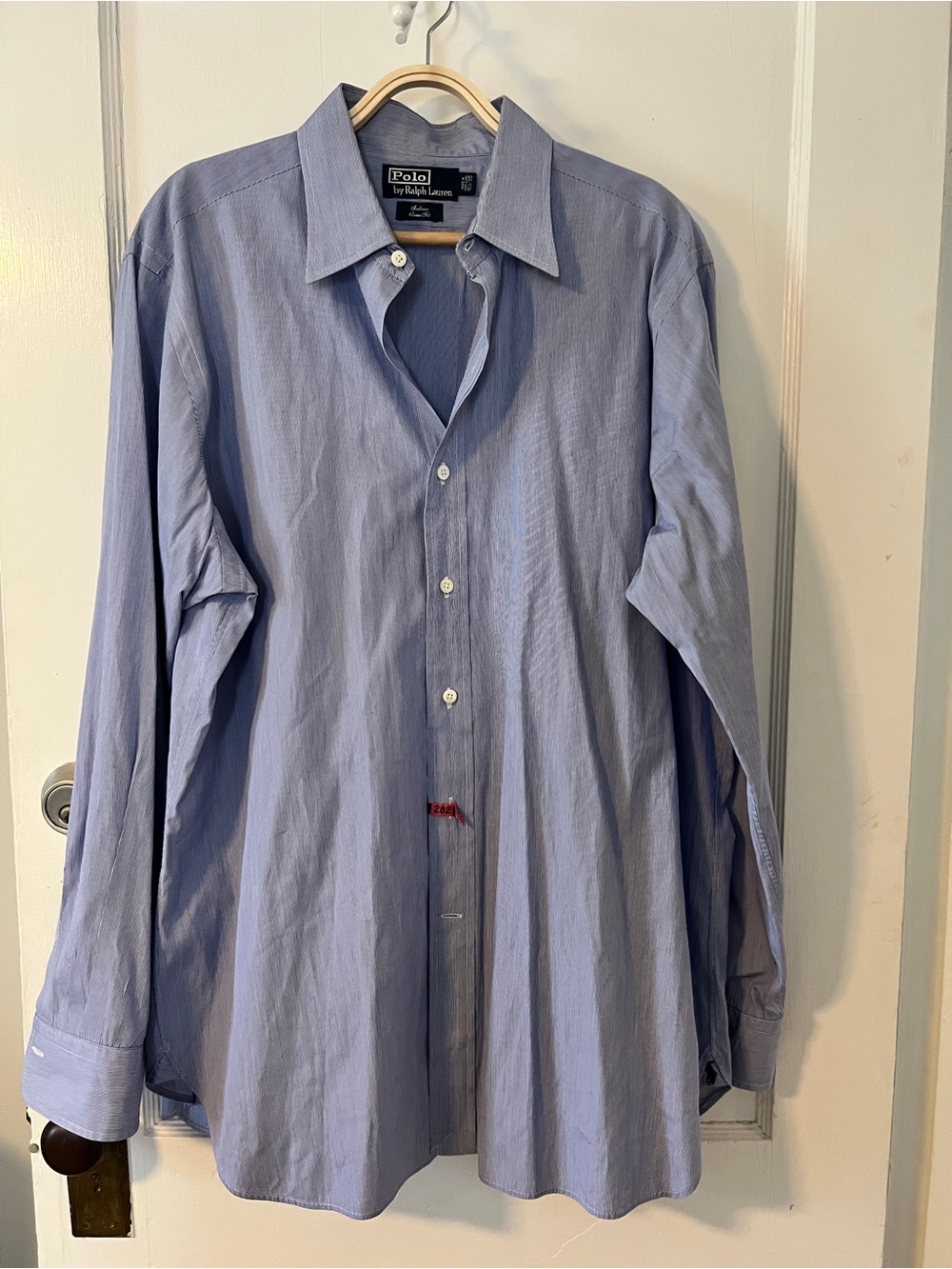 Vintage 90 Polo Ralph Lauren Button Down Shirt Blue Pinstripe Oversized Men L